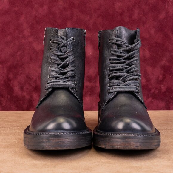 Vintage Foundry Black Leather Lace-Up Ankle Boots NWOB Men’s 8.5 Vintage‎ Foundry Co MAIN Black Croc Embossed Leather Western  main image 3